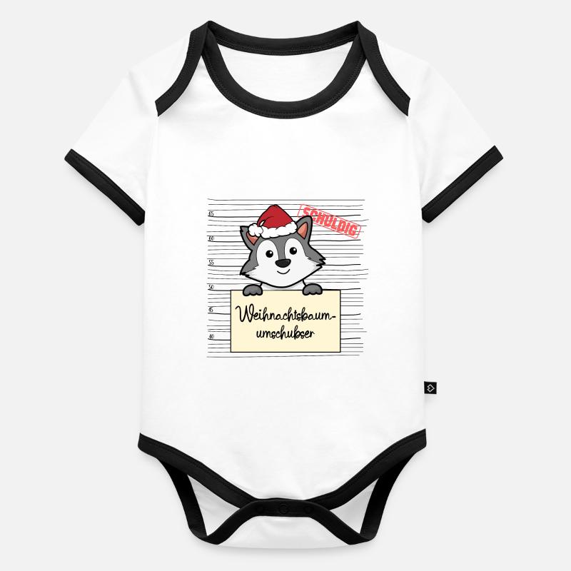 Weihnachtsbaum Umschubser Wolf Baby Bio-Kurzarm-Kontrastbody
