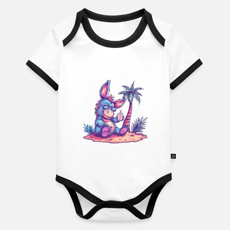Donkey Summer Beach Vacation Organic Baby Contrasting Bodysuit