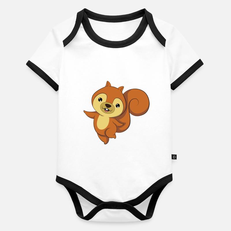 Eichhörnchen Baby Bio-Kurzarm-Kontrastbody