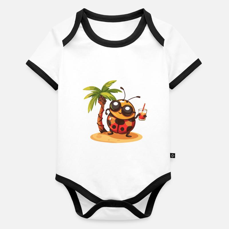 Ladybug Summer Beach Vacation Organic Baby Contrasting Bodysuit