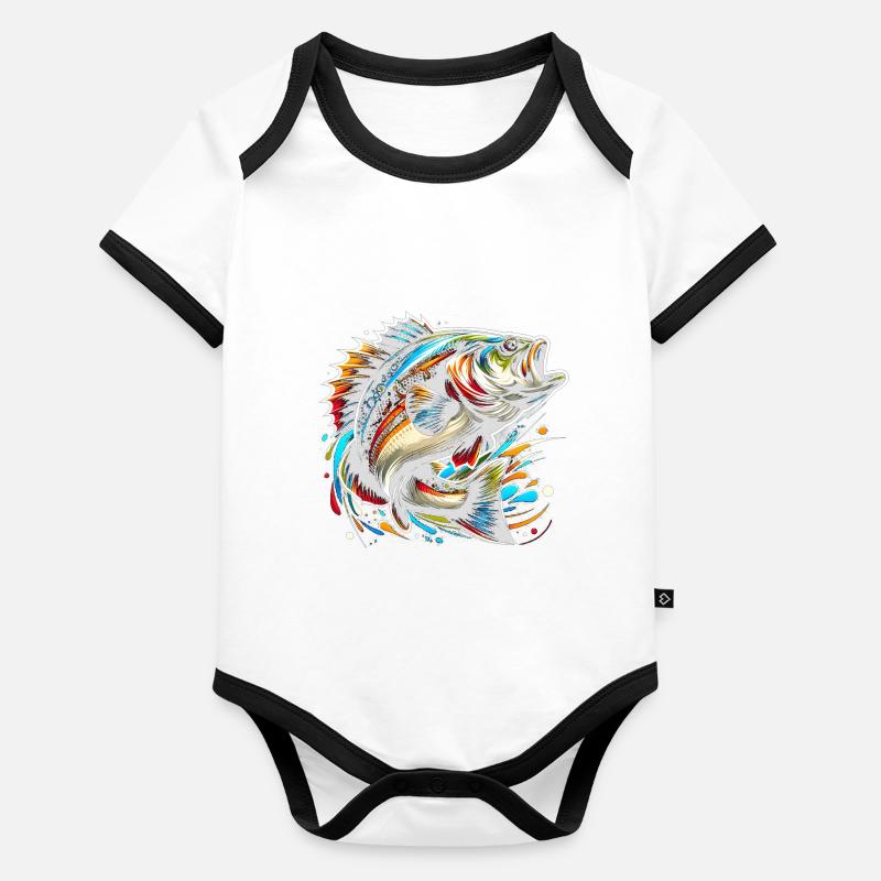 Poisson bar Body Bébé bio contrasté manches courtes