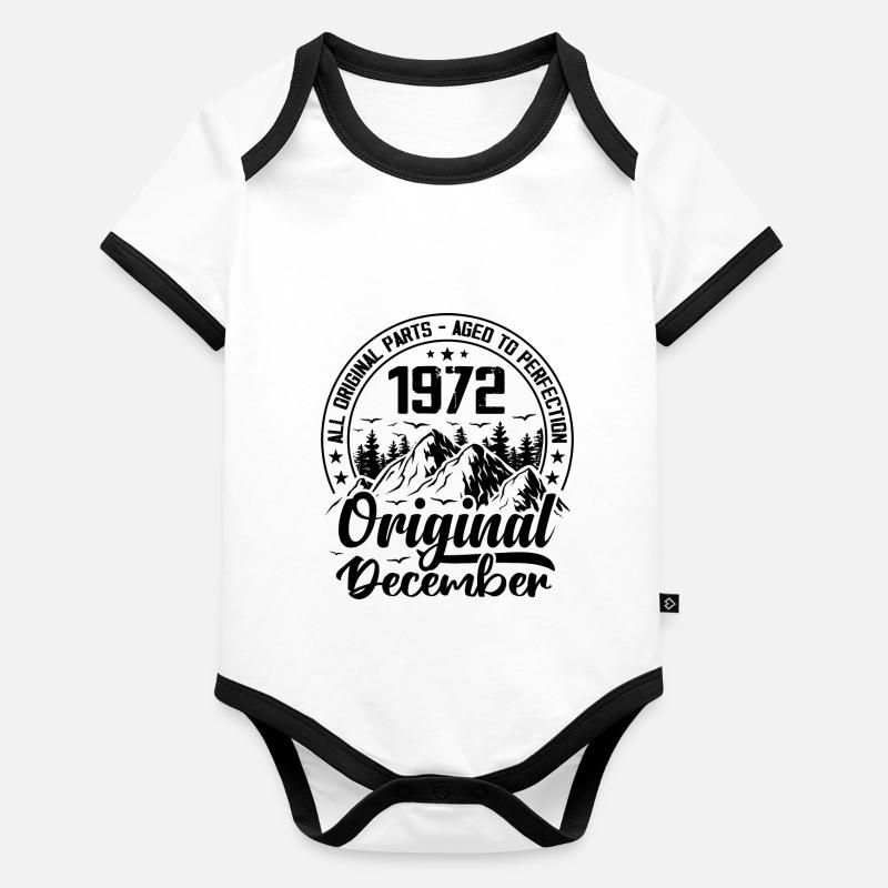 1972 December Original 52 Years Anniversary Gift Organic Baby Contrasting Bodysuit