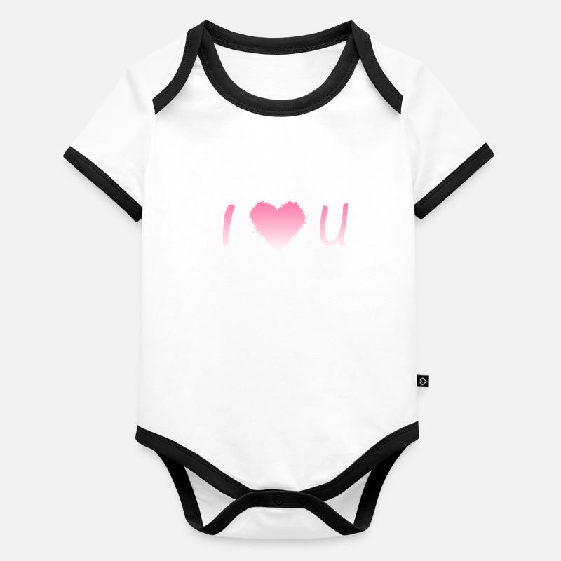 I Love U Baby Bio-Kurzarm-Kontrastbody