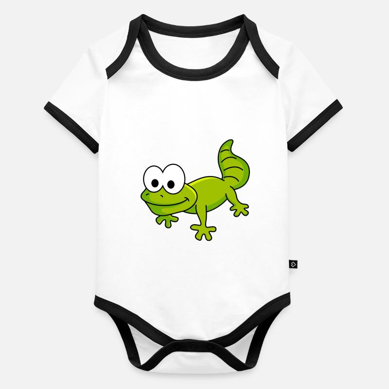 Gecko Comic Tier Baby Bio-Kurzarm-Kontrastbody
