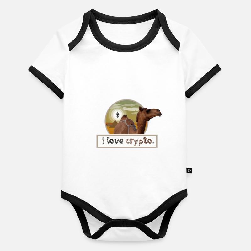 I LOVE CRYPTO Ethereum desert pyramid funny cool Baby Bio-Kurzarm-Kontrastbody