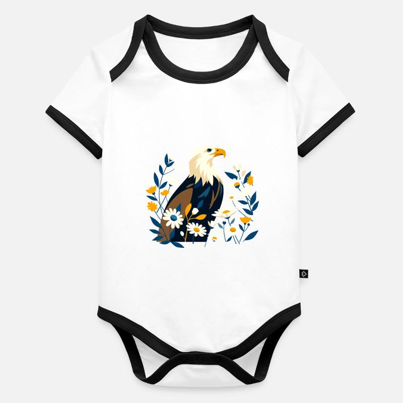Adler mit Blumen Baby Bio-Kurzarm-Kontrastbody