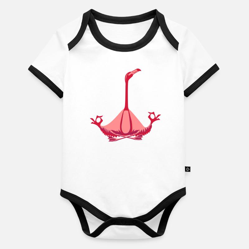 Meditating flamingo Organic Baby Contrasting Bodysuit