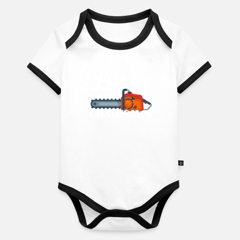 Chainsaws lover gift idea Organic Baby Contrasting Bodysuit
