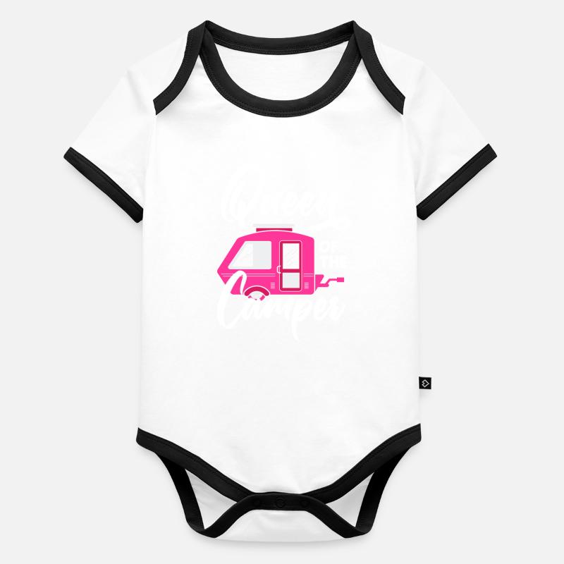 Camper Königin Frauen Mädchen Camping Baby Bio-Kurzarm-Kontrastbody