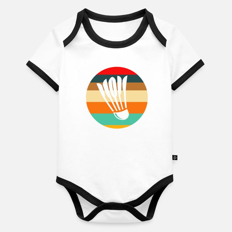 Retro Badminton Baby Bio-Kurzarm-Kontrastbody