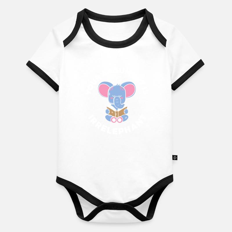 Elefant Wortspiel Baby Bio-Kurzarm-Kontrastbody