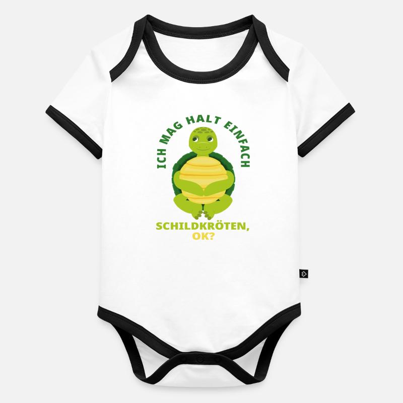 Schildkröte Tier Liebe Baby Bio-Kurzarm-Kontrastbody