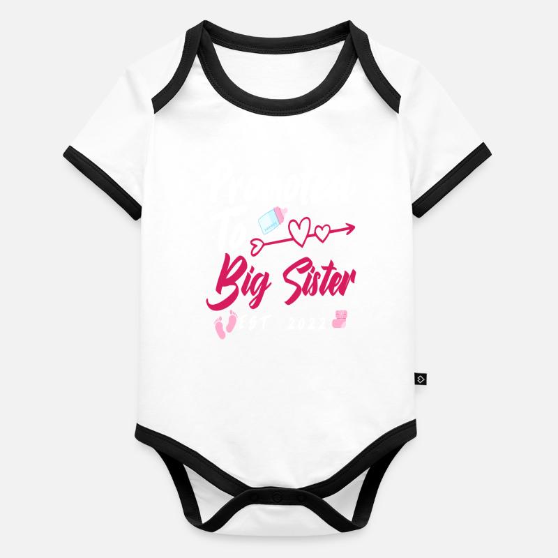 Schwester Schwangerschaft Geburt Geschenk 2022 Baby Bio-Kurzarm-Kontrastbody