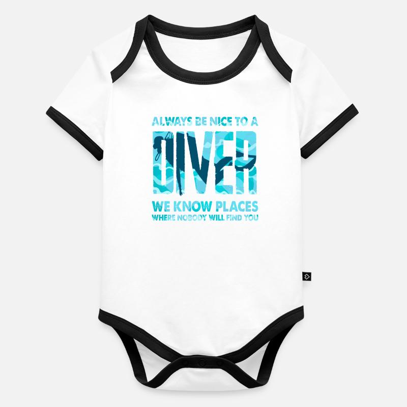 Plongeur Instructeur Plongée Body Bébé bio contrasté manches courtes