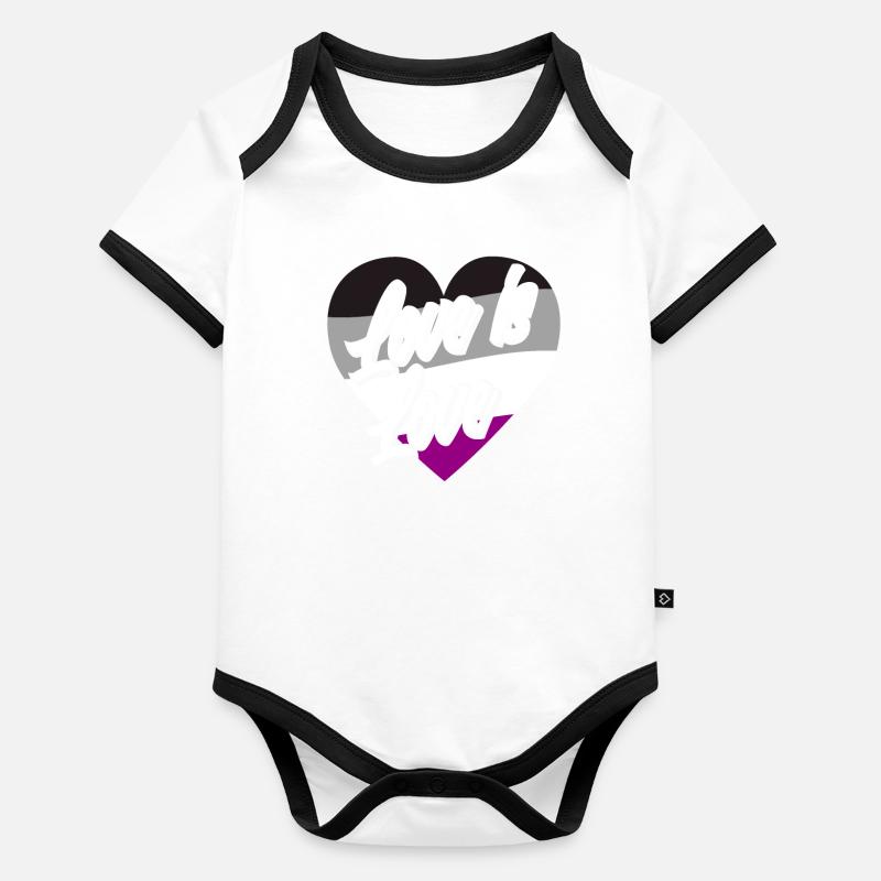 Drapeau asexué Fierté Amour Body Bébé bio contrasté manches courtes