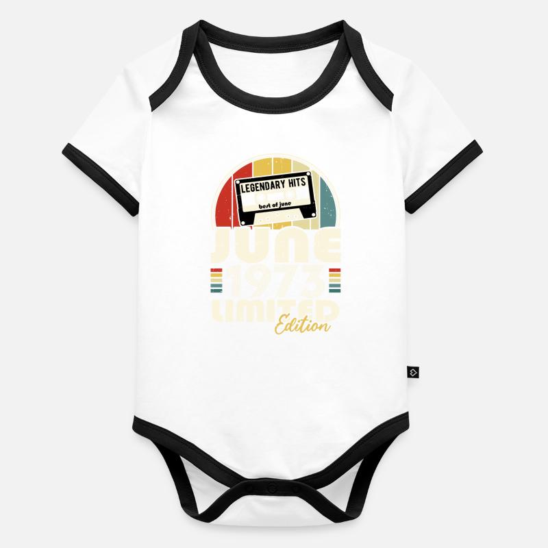 Vintage 1973 June Retro Birthday Gift Organic Baby Contrasting Bodysuit