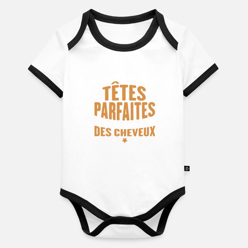 Dieu créa des têtes parfaites Body Bébé bio contrasté manches courtes