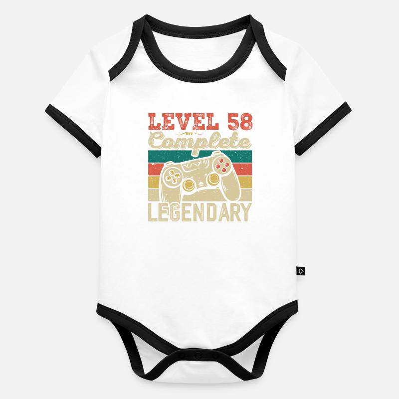 Level 58 Complete, 58 Birthday Gift Organic Baby Contrasting Bodysuit
