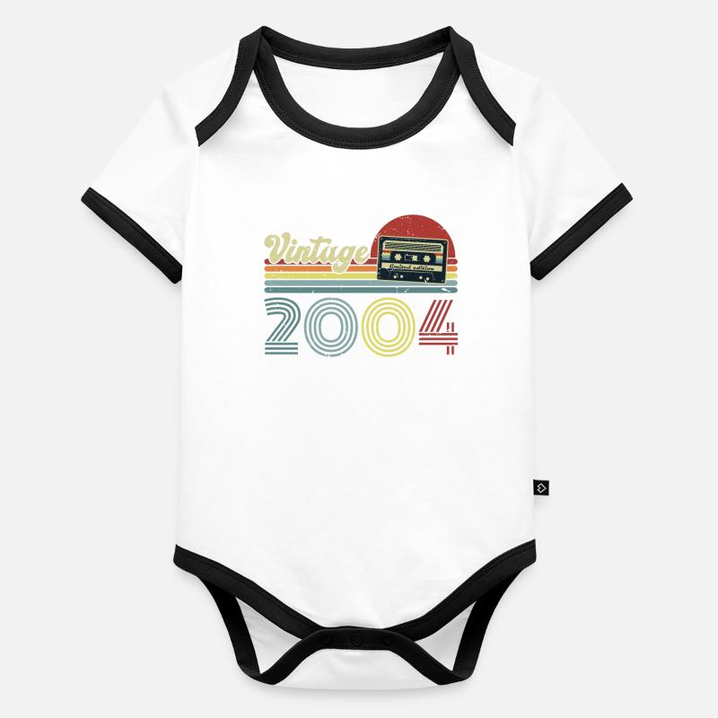 Millésime 2004 Vintage Anniversaire Rétro Body Bébé bio contrasté manches courtes