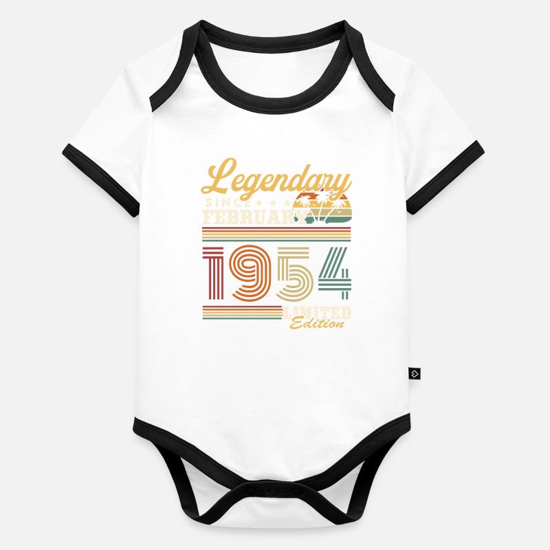 Legendary Since February 1954 Vintage Gift Organic Baby Contrasting Bodysuit