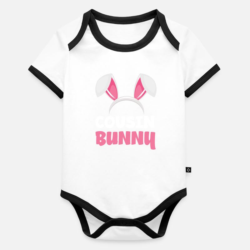 Cousin Hase Osterhasenohren Ostern Baby Bio-Kurzarm-Kontrastbody