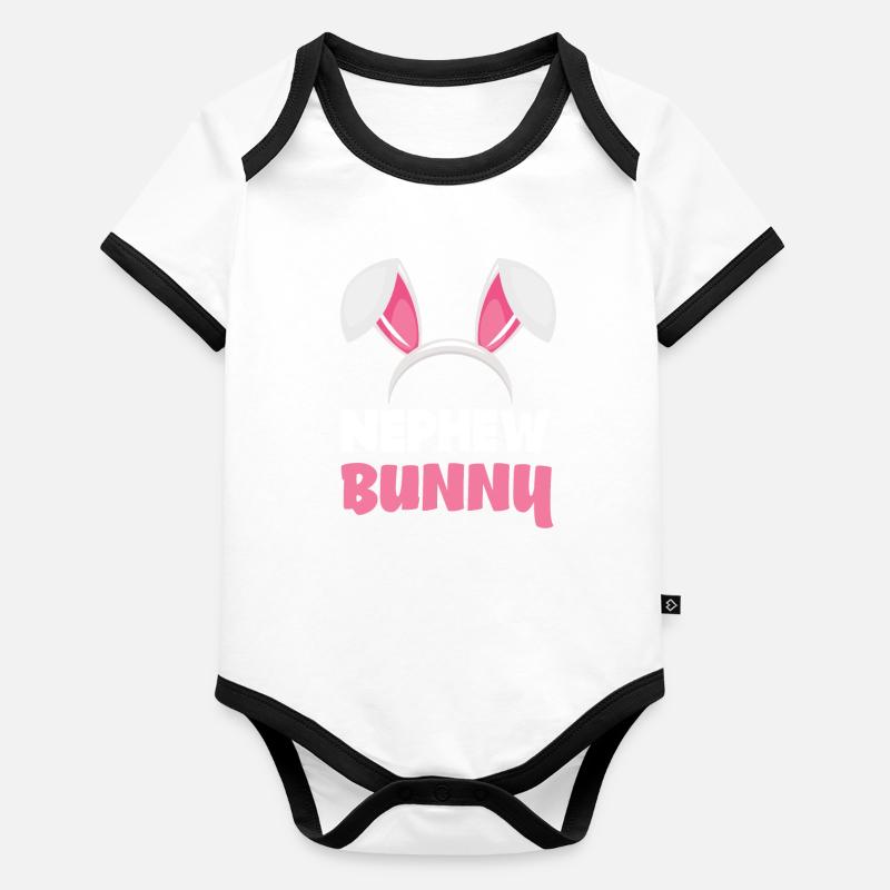 Neffe Hase Osterhasenohren Ostern Baby Bio-Kurzarm-Kontrastbody
