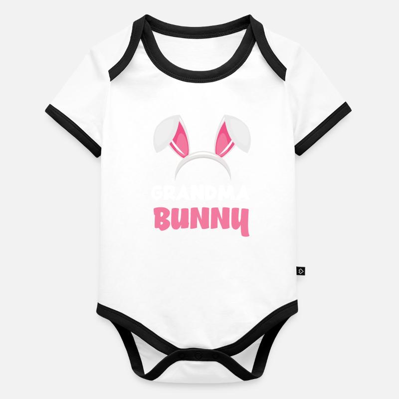Grand-mère lapin de Pâques oreilles de lapin Pâques Body Bébé bio contrasté manches courtes