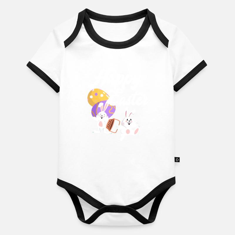 Frohe Ostern Hasen Ostern Kind Mädchen Baby Bio-Kurzarm-Kontrastbody