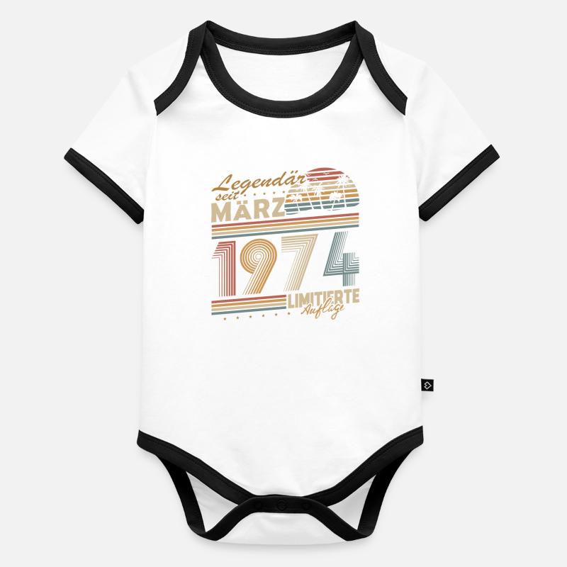 Legendary Since March 1954 Gift Birthday Organic Baby Contrasting Bodysuit