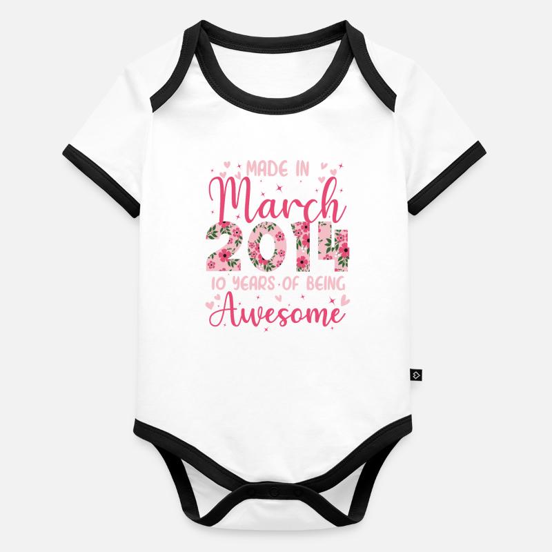 Mars 2014 Cadeau Anniversaire 10 Ans Pour Filles Body Bébé bio contrasté manches courtes