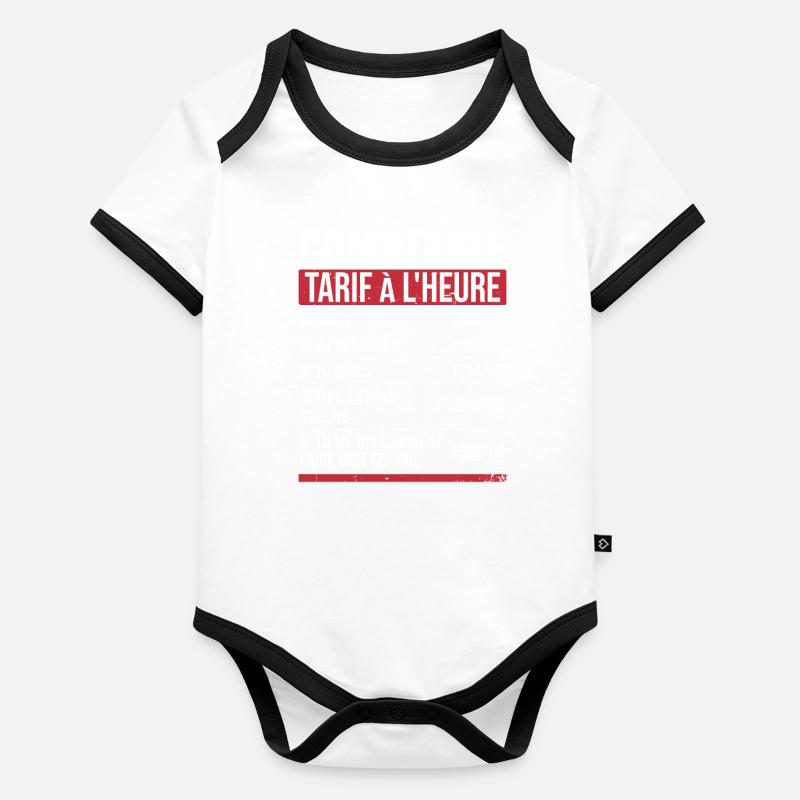 Comptable tarif à l'heure idée cadeau humour Body Bébé bio contrasté manches courtes