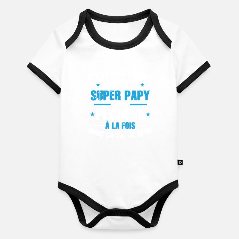 Super Papy et Pêcheur Body Bébé bio contrasté manches courtes