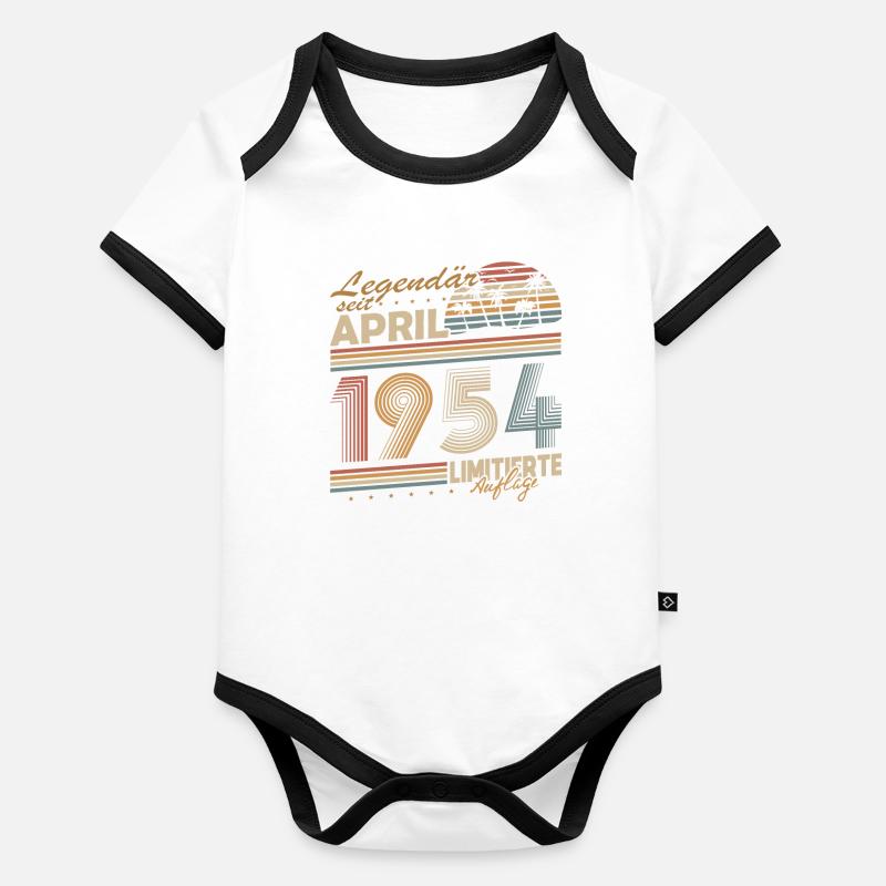 Legendary Since April 1954 Gift Birthday Organic Baby Contrasting Bodysuit