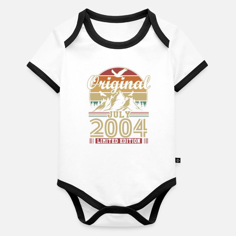 Original Juli 2004 Vintage Geburtstagsgeschenk Baby Bio-Kurzarm-Kontrastbody