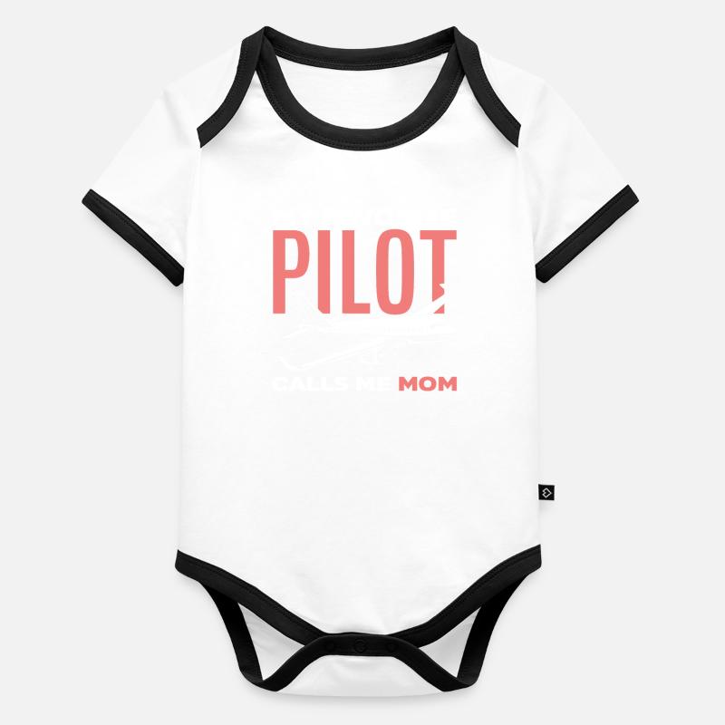 Piloten Mutter Mama Pilot Baby Bio-Kurzarm-Kontrastbody