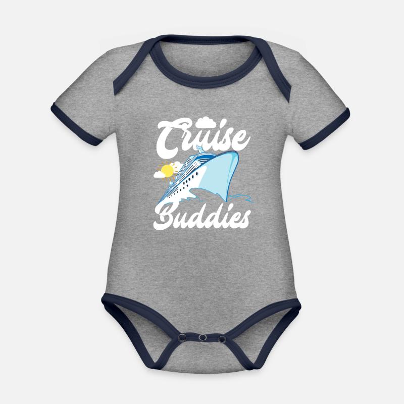 Cruise Buddies Ship Travel Adventure - Organic Baby Contrasting Bodysuit - heather grey/navy
