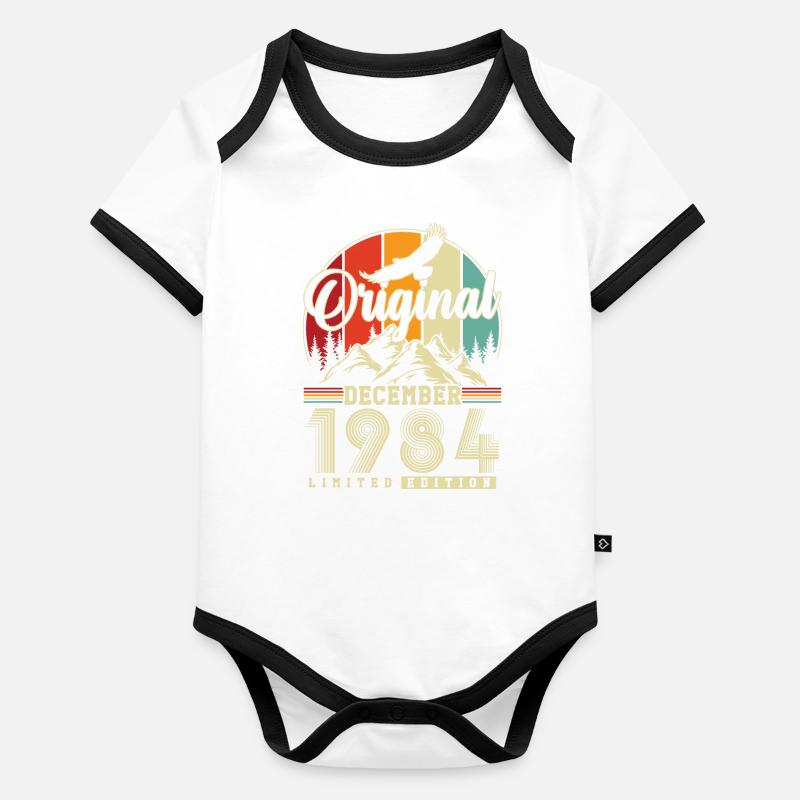 Original Décembre 1984 Vintage Anniversaire Body Bébé bio contrasté manches courtes