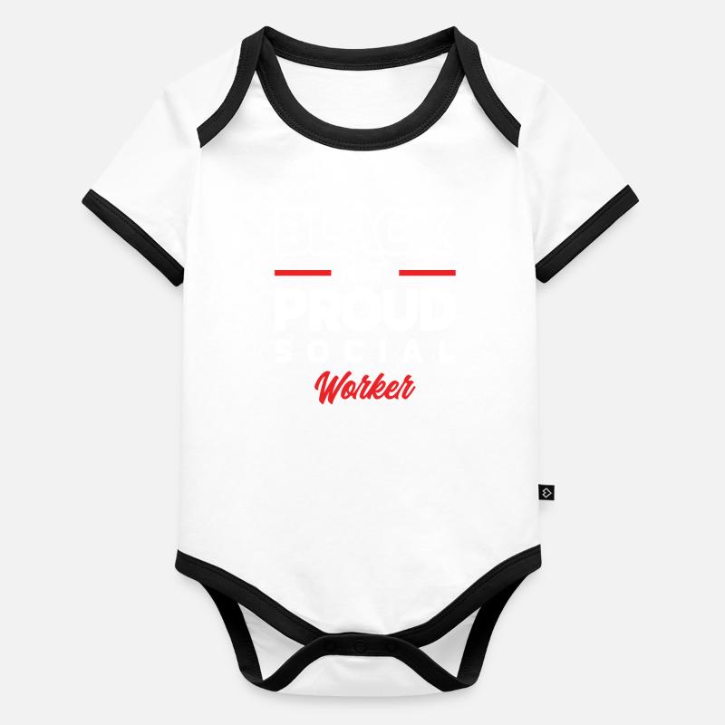 Schwarz und Stolzer Sozialarbeiter Baby Bio-Kurzarm-Kontrastbody