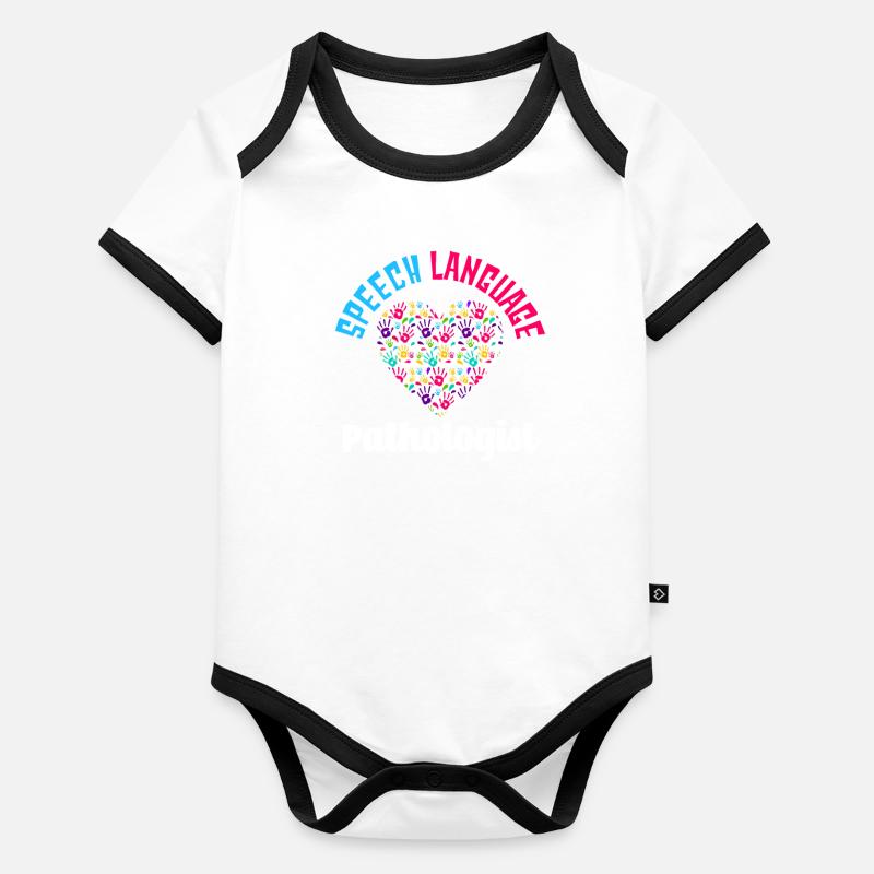 Speech Language Pathologist Heart Handprints Organic Baby Contrasting Bodysuit