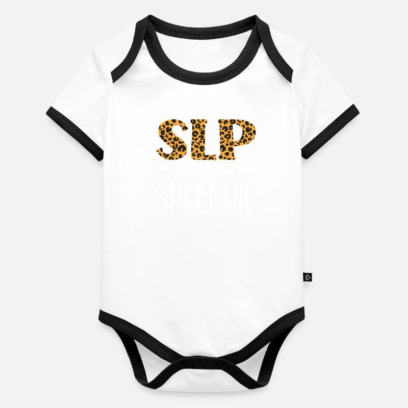 SLP I'm Just Speechie Leopard Print Organic Baby Contrasting Bodysuit