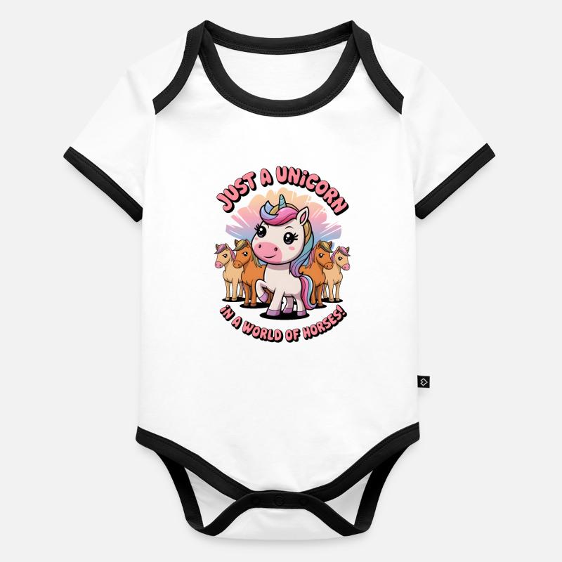 Nur ein Einhorn in einer Welt der Pferde! Baby Bio-Kurzarm-Kontrastbody
