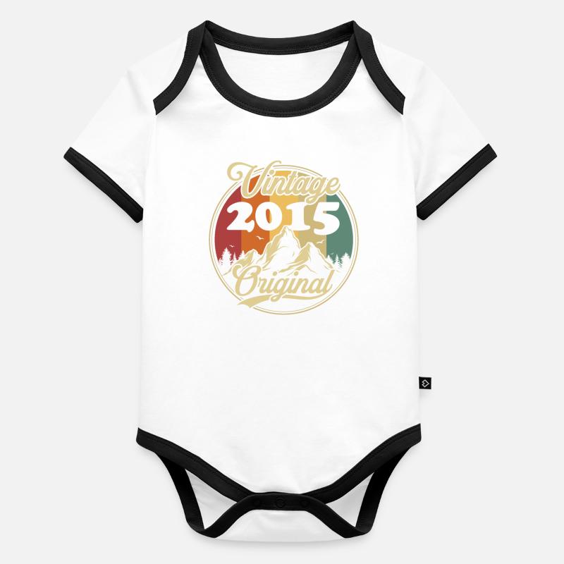 Vintage 2015 Original, Birthday Gift Organic Baby Contrasting Bodysuit