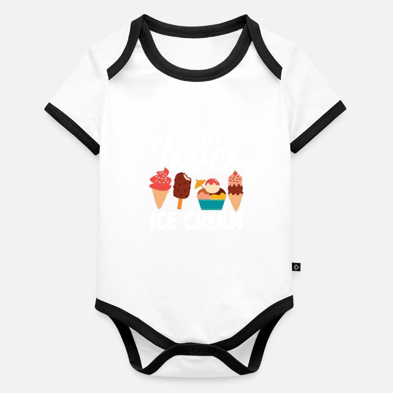 Ein Junge Der Eis Liebt - Eiscreme Fan Organic Baby Contrasting Bodysuit