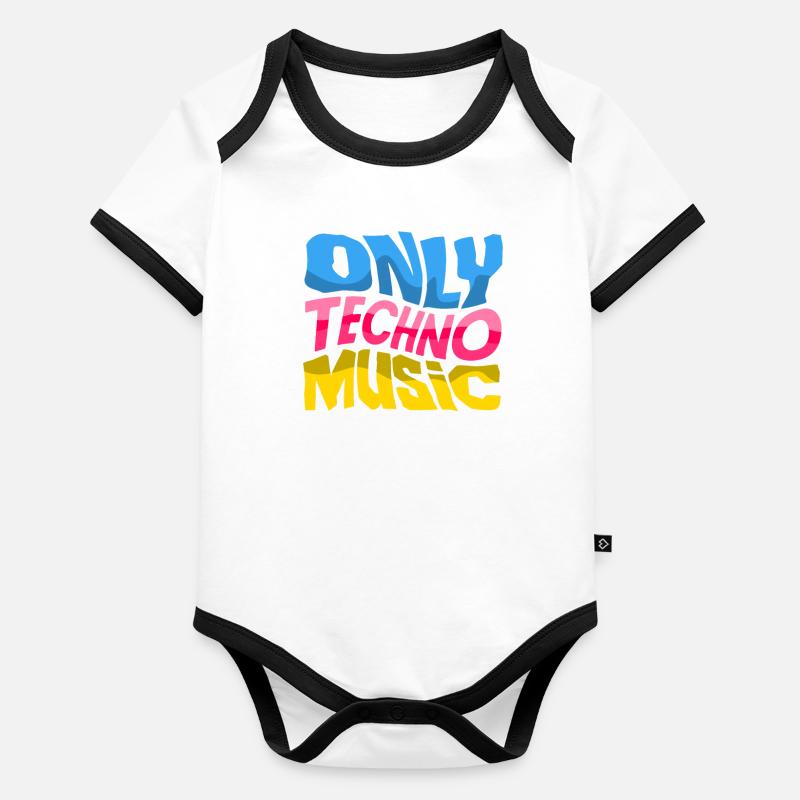 Nur Techno Musik Für Techno Lover Baby Bio-Kurzarm-Kontrastbody