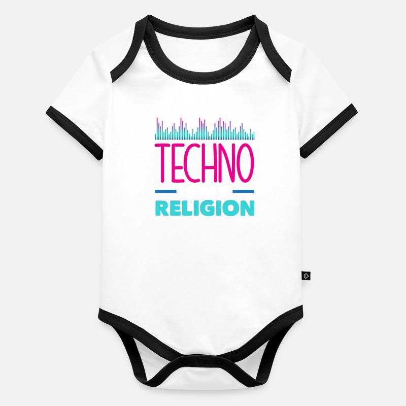Techno Lover: Techno Ist Meine Religion Baby Bio-Kurzarm-Kontrastbody