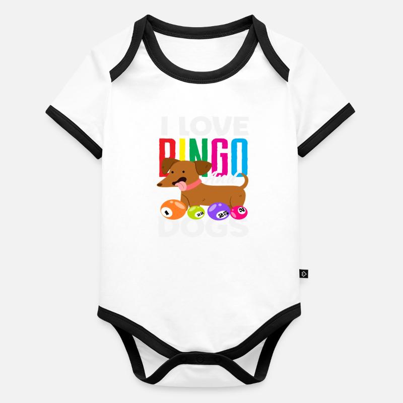 Ich Liebe Bingo Und Hunde Spaß Baby Bio-Kurzarm-Kontrastbody