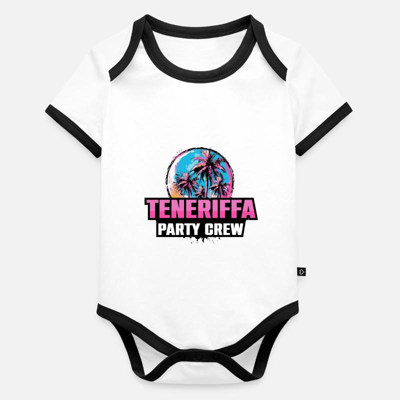 Teneriffa Party Crew Urlaub Spruch Baby Bio-Kurzarm-Kontrastbody