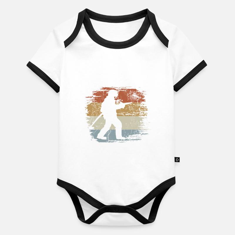 Feuerwehrmann Retro - Vintage - Silhouette Baby Bio-Kurzarm-Kontrastbody