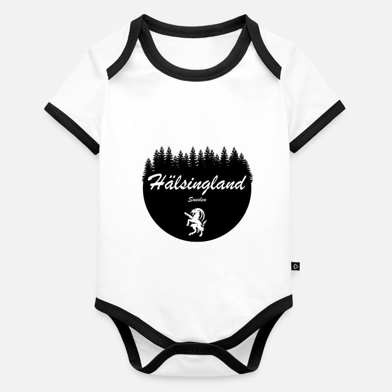 Hälsingland Suède Autocollants de vacances Bock Body Bébé bio contrasté manches courtes