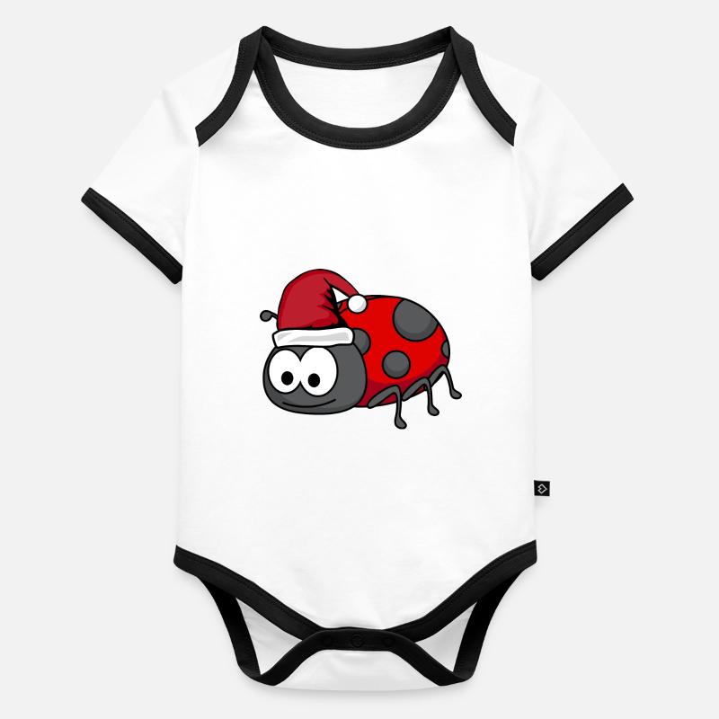 Marienkäfer Comic Weihnachten Baby Bio-Kurzarm-Kontrastbody
